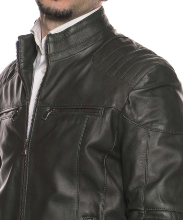 Attila---Biker-Uomo-Verde-in-vera-pelle