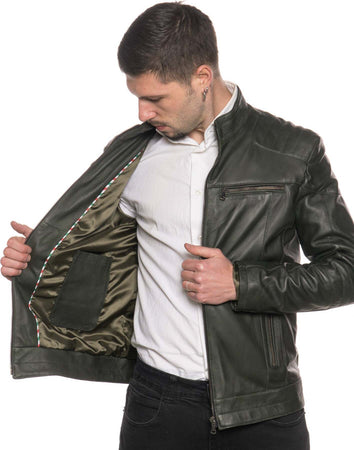 Attila---Biker-Uomo-Verde-in-vera-pelle