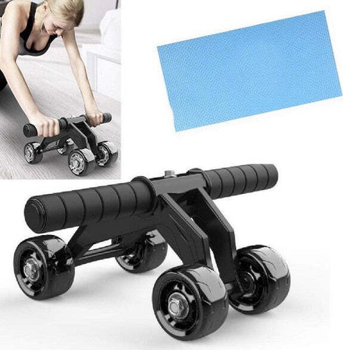 Attrezzo-Per-Addominali-Flessioni-Petto-Glutei-Spalle-4-Ruote-+-Tappetino-Fitness