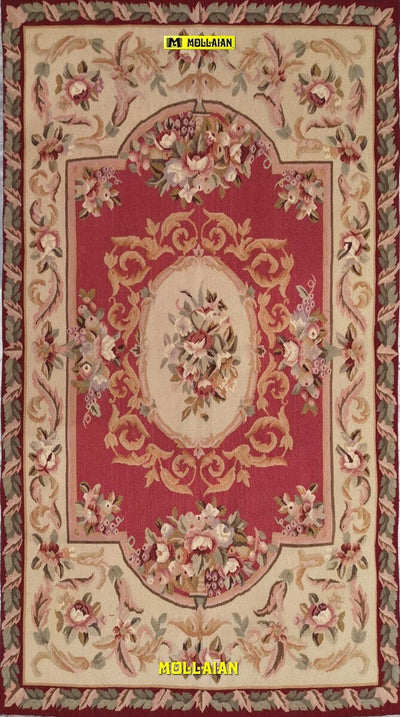 Aubusson-Extra-Fine-153-X-91-Rosa-Corallo-E-Beige---Eleganza-E-Raffinatezza