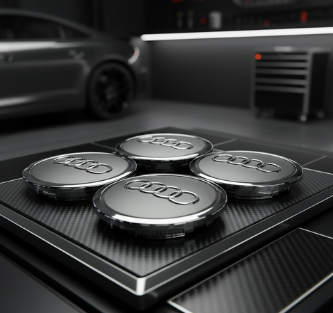 Set Tappi copri mozzo Cerchi in Lega Coprimozzo 61mm Compatibili Audi  Grigio A3 A1 A4 A5 A6 Q5 Q7