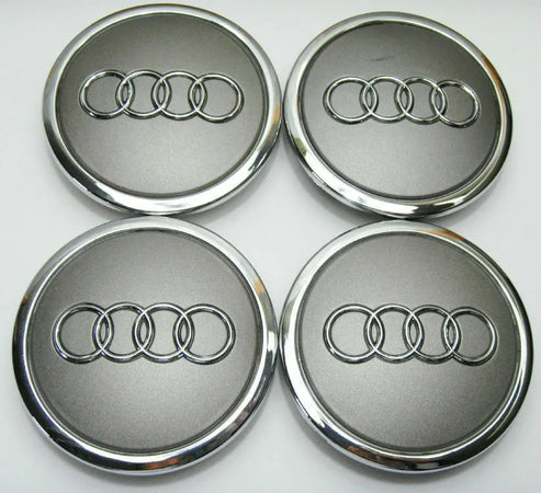 Set Tappi copri mozzo Cerchi in Lega Coprimozzo 61mm Compatibili Audi Grigio A3 A1 A4 A5 A6 Q5 Q7