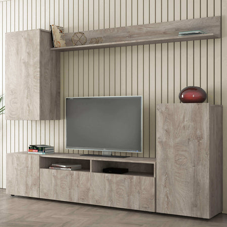 AURELIO---parete-attrezzata-soggiorno-210x36,5x170-h-Rovere-grigio-Milani-Home