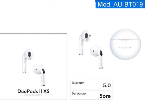 Auricolare Bluetooth Bt5.0 Cuffie Duopods Ii Xs Cordless Per Smartphone Au-bt019 Elettronica/Cuffie auricolari e accessori/Cuffie/Cuffie In-Ear Trade Shop italia - Napoli, Commerciovirtuoso.it