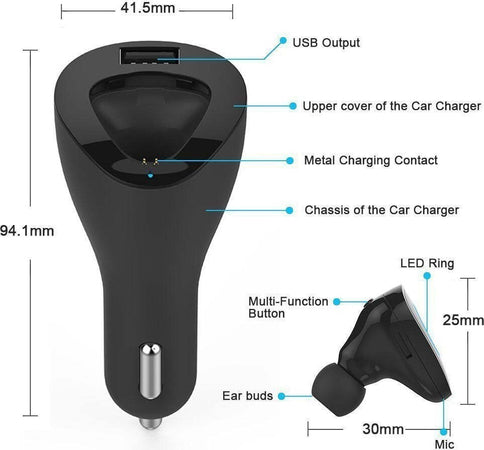 AURICOLARE BLUETOOTH MINI WIFI USB MICROFONO CARICACATORE AUTO PER SMARTPHONE  Trade Shop italia - Napoli, Commerciovirtuoso.it