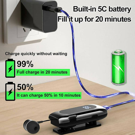 Auricolare-Compatibile-Bluetooth-Cavo-Retrattile-V5.2-Auricolare-Musicale-Singolo-In-ear-Intelligente-Con-Display