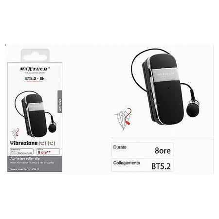 Auricolare Retrattile Roller Clip Bluetooth Bt5.2 8ore Vibrazione Smartphone K53