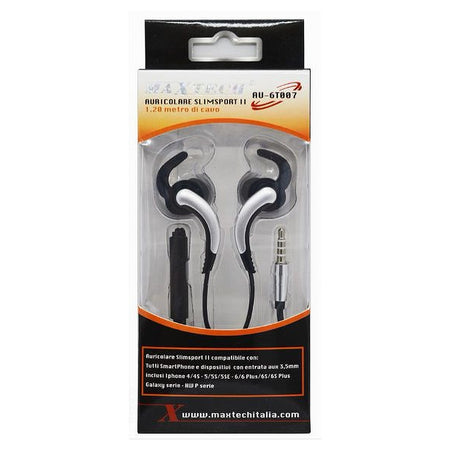 Auricolari Con Cavo 1.2mt Cuffie Aux3.5mm Orecchio Microfono Smartphone Au-6t007