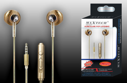 Auricolari Cuffie Con Microfono Per Cellulari Smartphone Jack Maxtech Au-5t002 Cuffie e Auricolari Trade Shop italia - Napoli, Commerciovirtuoso.it