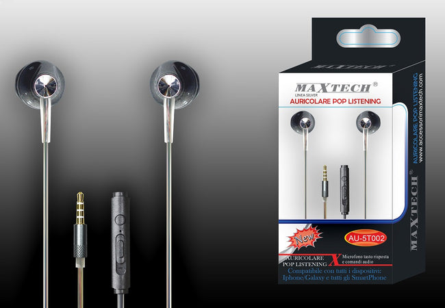 Auricolari Cuffie Con Microfono Per Cellulari Smartphone Jack Maxtech Au-5t002 Cuffie e Auricolari Trade Shop italia - Napoli, Commerciovirtuoso.it