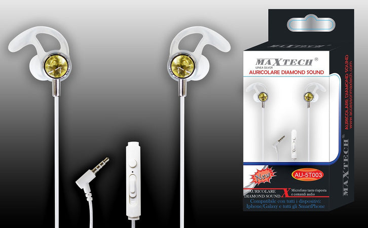 Auricolari Cuffie Diamond Sound Per Smartphone Microfono Da Viaggio Maxtech Au-5t003 Cuffie e Auricolari Trade Shop italia - Napoli, Commerciovirtuoso.it