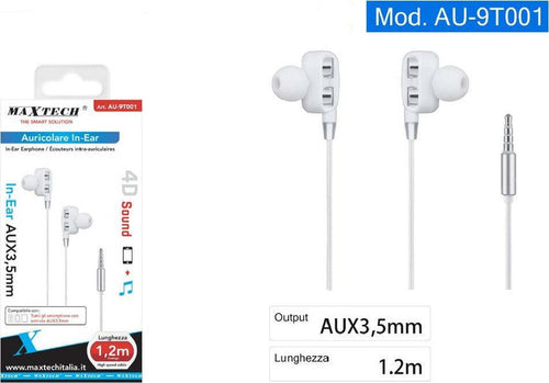 Auricolari Cuffie In-ear Aux 3,5mm Cavo 1.2mt Alta Velocit? Smartphone Au-9t001 Elettronica e telefonia > Telefonia Fissa e Mobile > Accessori Smartphone > Cuffie e Auricolari Trade Shop italia - Napoli, Commerciovirtuoso.it