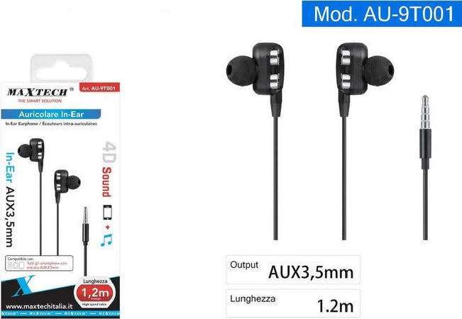 Auricolari Cuffie In-ear Aux 3,5mm Cavo 1.2mt Alta Velocit? Smartphone Au-9t001 Elettronica e telefonia > Telefonia Fissa e Mobile > Accessori Smartphone > Cuffie e Auricolari Trade Shop italia - Napoli, Commerciovirtuoso.it