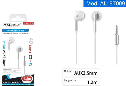 Auricolari Cuffie In-ear Filo 1,2 Metri Connettore Aux 3,5mm Smartphone Au-9t009 Elettronica e telefonia > Telefonia Fissa e Mobile > Accessori Smartphone > Cuffie e Auricolari Trade Shop italia - Napoli, Commerciovirtuoso.it