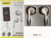 Auricolari Cuffie In-ear Stereo Vivavoce Con Presa Type-c Per Smartphone Q-rs8 Elettronica/Cuffie auricolari e accessori/Cuffie/Cuffie In-Ear Trade Shop italia - Napoli, Commerciovirtuoso.it