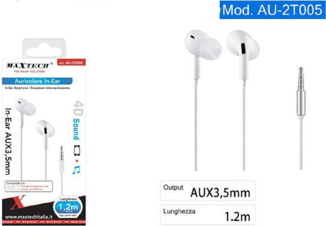 Auricolari In-ear Cuffie Aux 3.5mm Cavo Alta Velocit? 1.2mt Smartphone Au-2t005 Elettronica e telefonia > Telefonia Fissa e Mobile > Accessori Smartphone > Cuffie e Auricolari Trade Shop italia - Napoli, Commerciovirtuoso.it