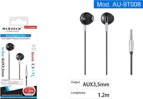 Auricolari In-ear Cuffie Filo 1,2mt Connettore Aux 3,5mm Per Smartphone Au-9t008 Elettronica e telefonia > Telefonia Fissa e Mobile > Accessori Smartphone > Cuffie e Auricolari Trade Shop italia - Napoli, Commerciovirtuoso.it