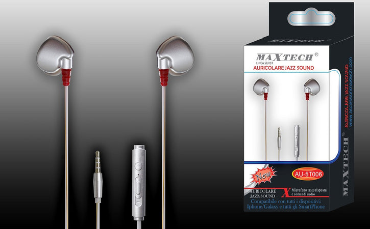 Auricolari Jazz Sound Cuffie Per Smartphone Con Filo Audio Microfono Maxtech Au-5t006 Cuffie e Auricolari Trade Shop italia - Napoli, Commerciovirtuoso.it