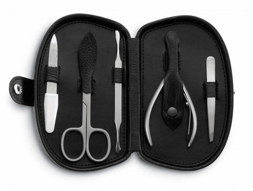 Ausonia - 13406 Set Astuccio Manicure Pedicure Da Viaggio Tagliaunghie Taglia Unghie Da 5 Pezzi Inox Made In Italy Con Tronchese