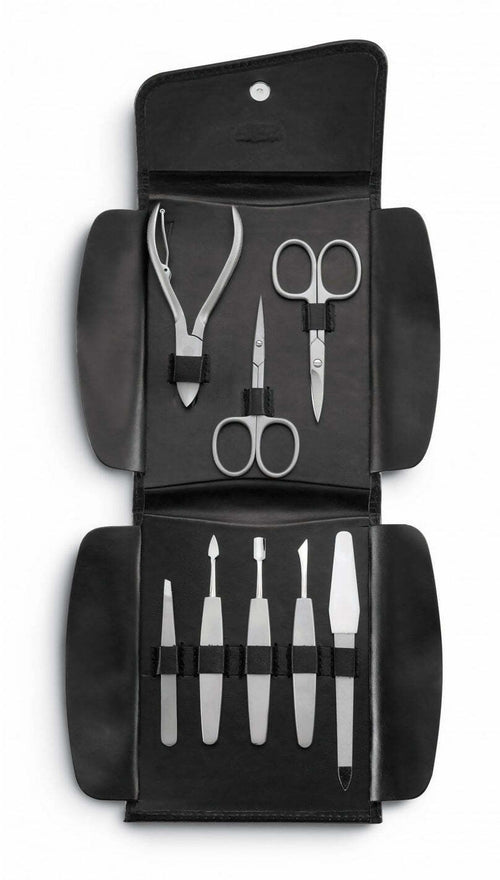 Ausonia - 18962 Set Astuccio Manicure Pedicure Professionale Tagliaunghie Taglia Unghie Da 8 Pezzi Inox Made In Italy