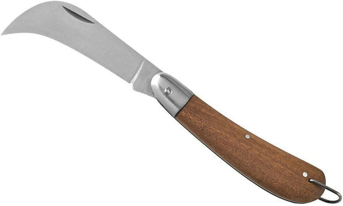 Ausonia - 33130 Coltello Tipo Roncola Chiudibile Da Innesto Cm 19 Con Manico Legno Sapelli Made In Italy