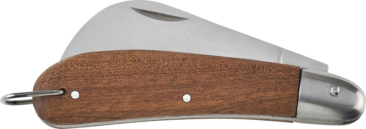 Ausonia - 33130 Coltello Tipo Roncola Chiudibile Da Innesto Cm 19 Con Manico Legno Sapelli Made In Italy