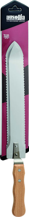 Ausonia - 33501 Coltello Per Apicoltore Professionale Con Punta Rialzata Estrattore Miele Lama Seghettata Ambo I Lati Coltello Per Apicoltura Cm 41 Manico Legno