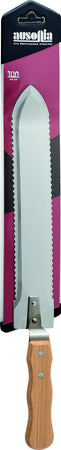 Ausonia - 33501 Coltello Per Apicoltore Professionale Con Punta Rialzata Estrattore Miele Lama Seghettata Ambo I Lati Coltello Per Apicoltura Cm 41 Manico Legno