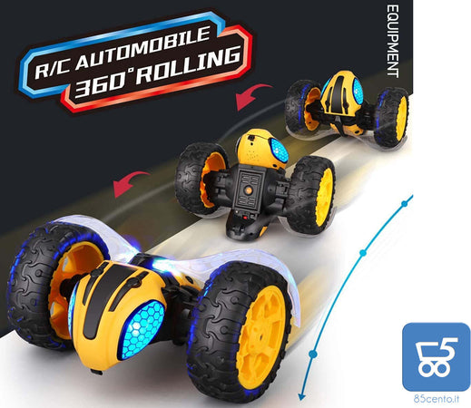 Auto Radiocomandata Mostop RC Stunt Car Remote Control Car per Bambini, 1/14 2.4 Ghz Ricaricabile Off Road Bumble Tumble Bee Truck Rock Crawler Veicolo Giocattolo con Musica e Luce - Vespa