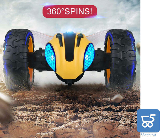 Auto Radiocomandata Mostop RC Stunt Car Remote Control Car per Bambini, 1/14 2.4 Ghz Ricaricabile Off Road Bumble Tumble Bee Truck Rock Crawler Veicolo Giocattolo con Musica e Luce - Vespa