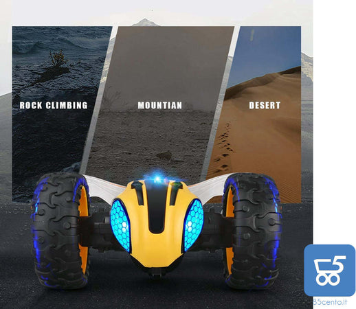 Auto Radiocomandata Mostop RC Stunt Car Remote Control Car per Bambini, 1/14 2.4 Ghz Ricaricabile Off Road Bumble Tumble Bee Truck Rock Crawler Veicolo Giocattolo con Musica e Luce - Vespa