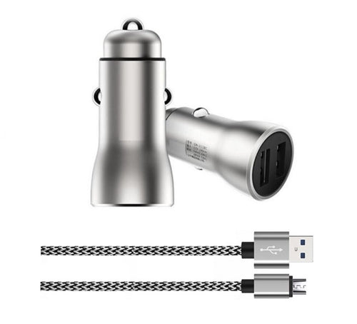 Caricabatteria da auto doppia porta USB + cavo Micro USB