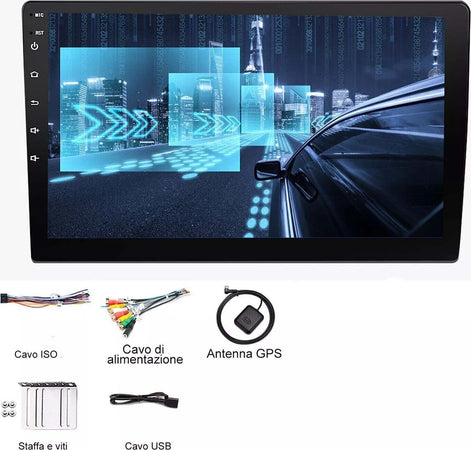 Autoradio-Doppio-DIN-10-Pollici-Touch-Screen-Carplay-Android-Bluetooth-GPS-4+64G