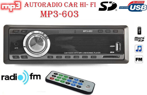 AUTORADIO FM STEREO AUTO LETTORE MP3 USB SD CARD INGRESSO AUX WMA RADIO 603 Elettronica/Elettronica per veicoli/Elettronica per auto/Sistemi audio/Autoradio Trade Shop italia - Napoli, Commerciovirtuoso.it