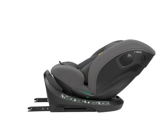 KIKKABOO Seggiolino Auto 40-150 cm i-Hike i-SIZE Dark Grey - Seggiolino Auto con Base Isofix, Da 40 a 150 cm, Omologato ECE R129/03, Girevole A 360° E Reclinabile, Gruppo 0+/1/2/3 Da 0 A 12 Anni, Dark Grey, grigio