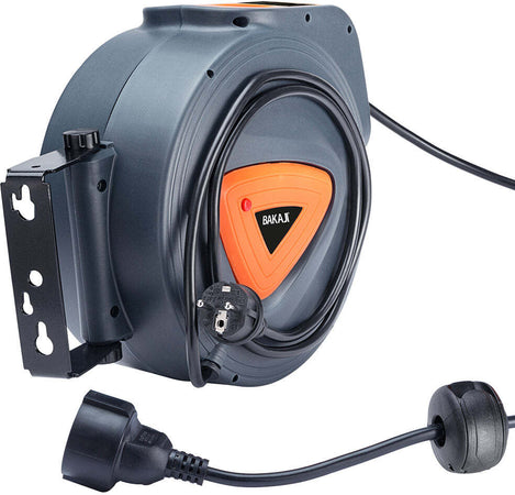 Avvolgicavo Elettrico con Cavo 15mt Prolunga Shucko Avvolgitubo Fissaggio Muro