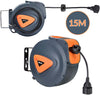 Avvolgicavo Elettrico con Cavo 15mt Prolunga Shucko Avvolgitubo Fissaggio Muro