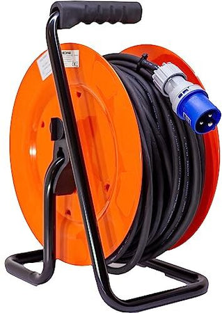 Avvolgicavo industriale IP44 - 2 prese CEE, 1 presa Schuko - 30 metri 220V - Cavo in Neoprene H07Rn-f