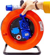 Avvolgicavo industriale IP44 - 2 prese CEE, 1 presa Schuko - 30 metri 220V - Cavo in Neoprene H07Rn-f