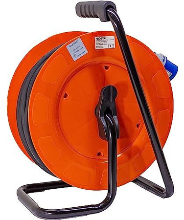 Avvolgicavo industriale IP44 - 2 prese CEE, 1 presa Schuko - 30 metri 220V - Cavo in Neoprene H07Rn-f