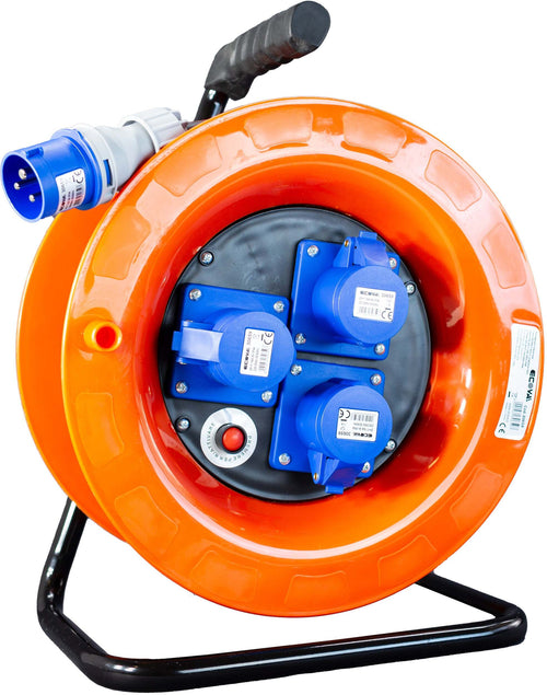 Avvolgicavo industriale IP44 - 3 prese CEE - 30 metri 220V Cavo in Neoprene H07rn-f
