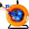Avvolgicavo industriale IP44 - 3 prese CEE - 30 metri 220V Cavo in Neoprene H07rn-f