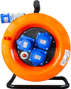 Avvolgicavo industriale IP44 - 3 prese CEE - 30 metri 220V Cavo in Neoprene H07rn-f