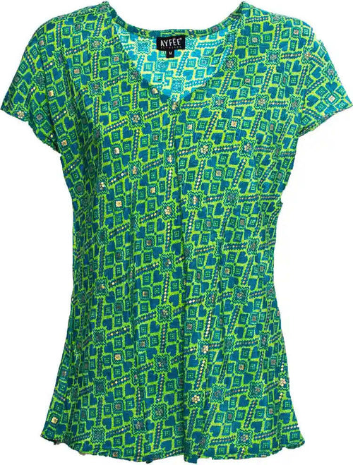 AYFEE-|-Top-mezza-manica-scollo-a-V-poliseta