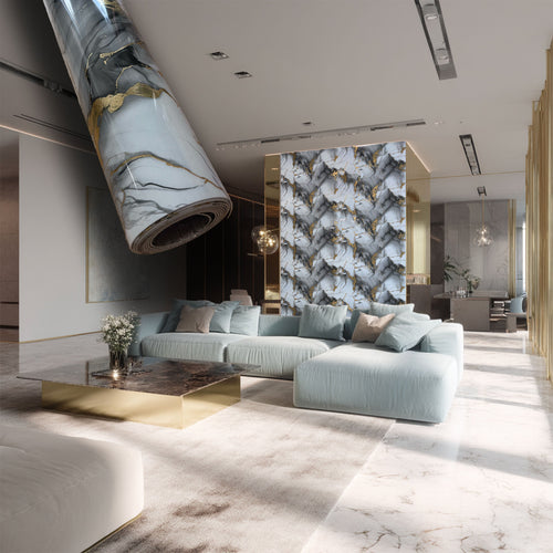 Rotolo da 3,6mq Rivestimento AUTOADESIVO in SXP thermo/acustico MARMO LUCIDO HI-RES 1200x3000x2,5mm HYDRO. Col. PLD-2031 WHITE - Eternal Parquet