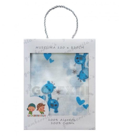 Mussola Jirafa 120x120 azzurra