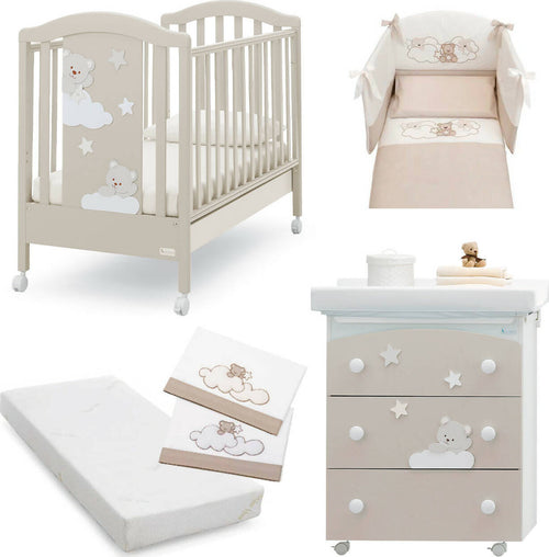 Azzurra Design Lettino Neonati Mars + Fasciatoio Bagnetto Vaschetta Anatomica + Completo Lettino Piumone + Lenzuolo + Materasso In Omaggio Casa e cucina/Arredamento/Cameretta bambini/Lettini per neonati e bambini/Lettini con sbarre Mondo Bimbo - Bagnara Calabra, Commerciovirtuoso.it