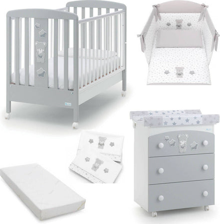 Azzurra Design Lettino Neonati Nice + Fasciatoio Bagnetto Vaschetta Anatomica + Completo Lettino Piumone + Lenzuolo + Materasso Casa e cucina/Arredamento/Cameretta bambini/Lettini per neonati e bambini/Lettini con sbarre Mondo Bimbo - Bagnara Calabra, Commerciovirtuoso.it