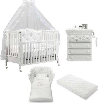 Azzurra Design Rinascimento Chester Lettino + Fasciatoio Bagnetto Vaschetta Anatomica + Completo Lettino Piumone + Velo Con Asta + Matarasso In Omaggio Casa e cucina/Arredamento/Cameretta bambini/Lettini per neonati e bambini/Lettini con sbarre Mondo Bimbo - Bagnara Calabra, Commerciovirtuoso.it