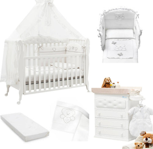 Azzurra Design Trionfo Diamonds Lettino Neonati + Fasciatoio Bagnetto Vaschetta Anatomica + Completo Lettino Piumone + Lenzuolo + Velo Con Asta + Materasso Casa e cucina/Arredamento/Cameretta bambini/Lettini per neonati e bambini/Lettini con sbarre Mondo Bimbo - Bagnara Calabra, Commerciovirtuoso.it